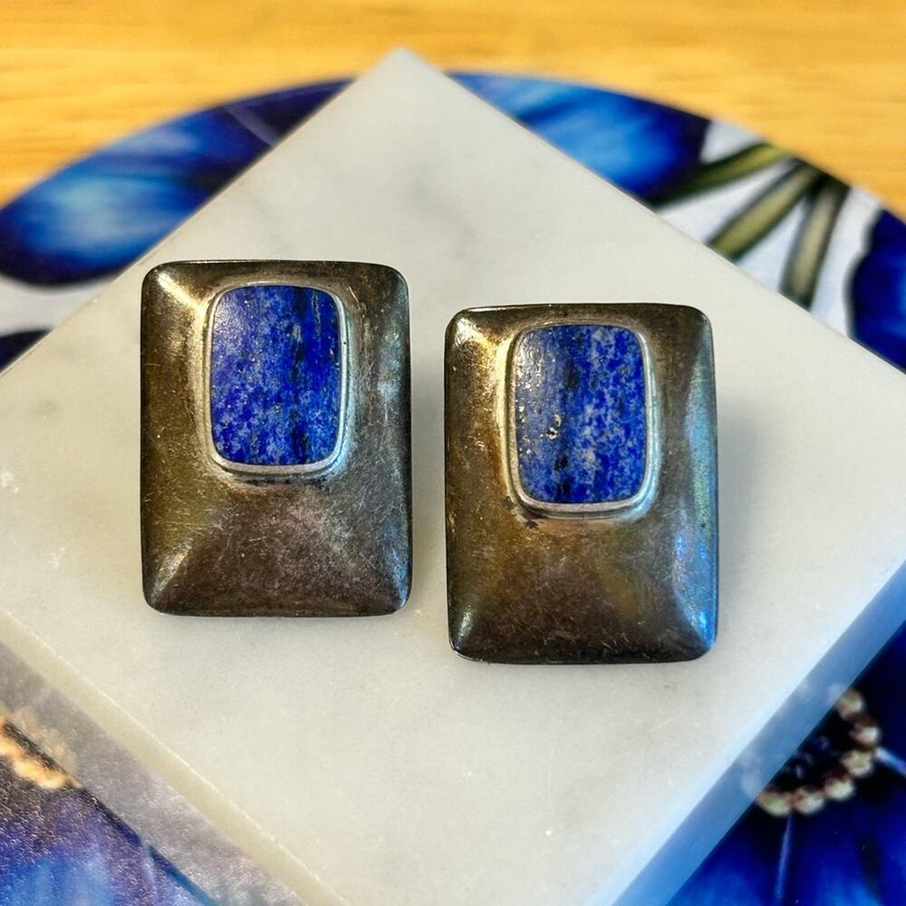 Boma 925 Sterling Silver Blue Lapis Earrings #E106. BOMA
